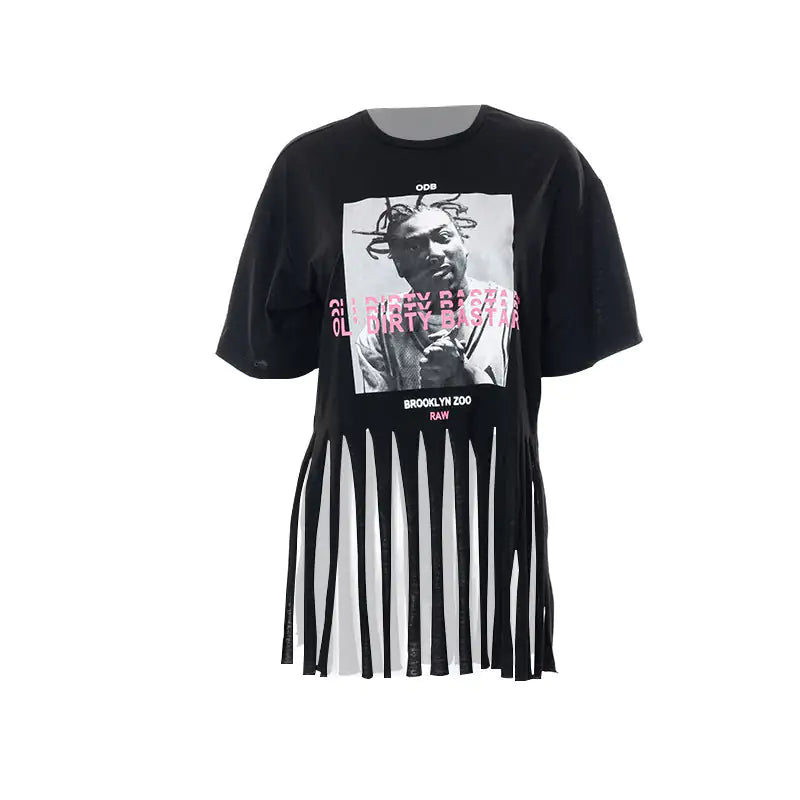 Graphic Print Tassel Tee