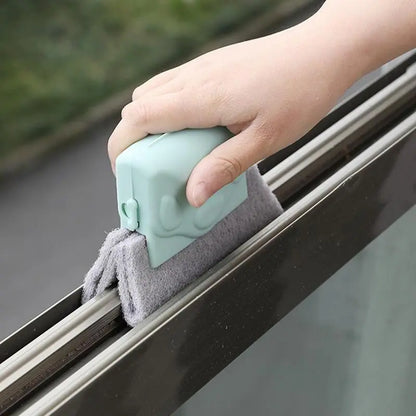 Window Groove Cleaning Tool with Brush and Cloth