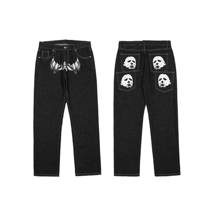 Denim Doodles High Street Jeans Humorous Straight Leg Streetwear